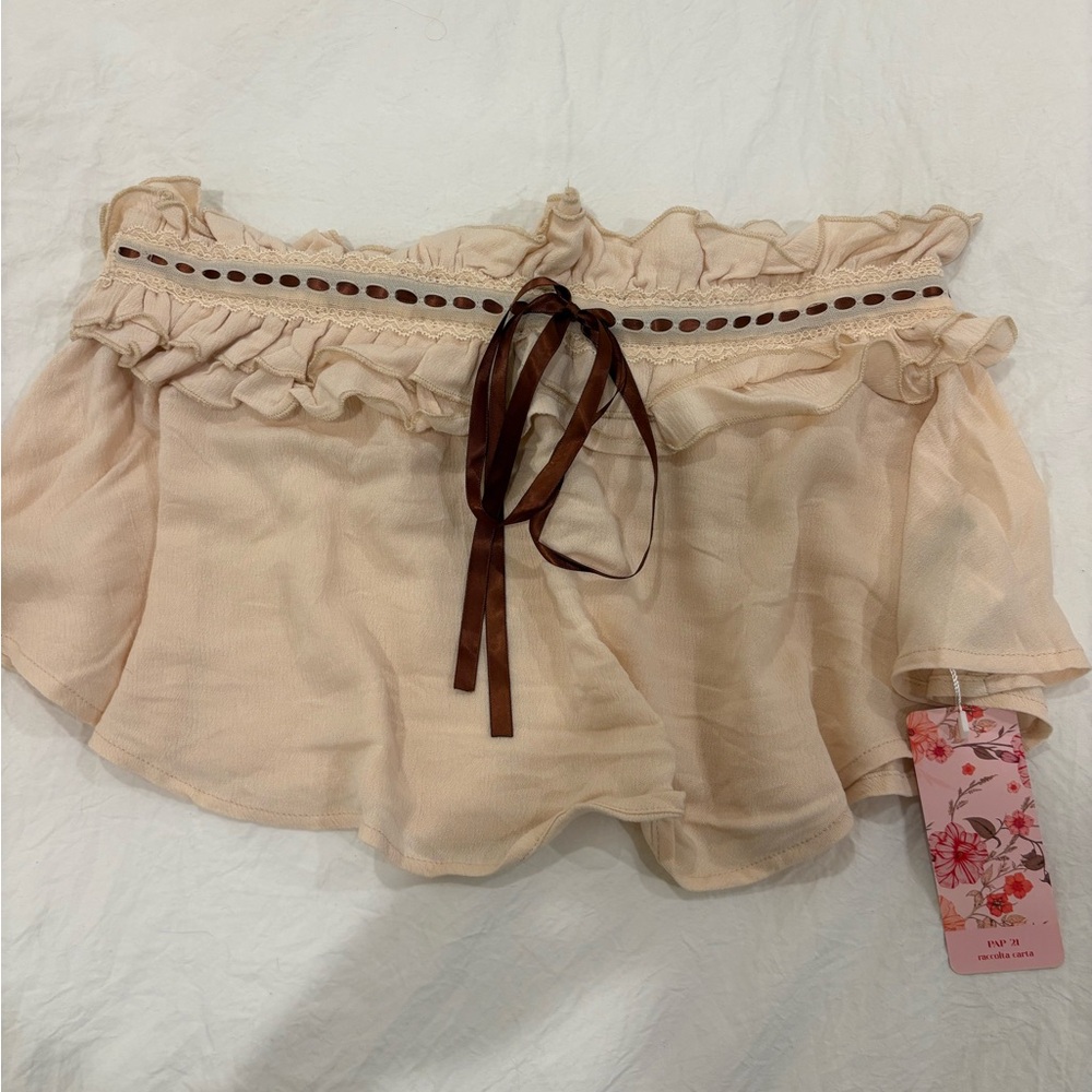 SHEIN Cream Ruffled Top
